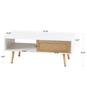 41.34 \ "tavolino da salotto moderno con porta scorrevole e tavolino in legno massello in stile Rattan - Product Image 2