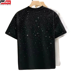 เสื้อยืดผู้ชายสั่งทำพิเศษจากสหรัฐอเมริกา ประดับด้วยคริสตัลหรูหรา ระยิบระยับ พรีเมียม ผ้าฝ้ายคุณภาพสูง สไตล์สตรีทแวร์ ดีไซน์หน้า-หลัง คุณภาพเยี่ยม - Product Image 1