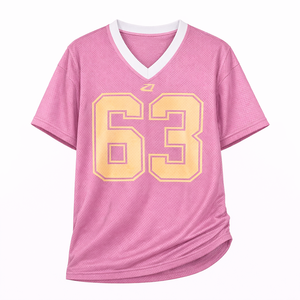 เสื้อเจอร์ซีย์ฟุตบอลอเมริกันสีชมพูคลาสสิกแบบสั่งทำพิเศษ สไตล์สตรีทแฟชั่น Y2K ระบายอากาศได้ดี ผลิตจากโพลีเอสเตอร์ รับผลิตแบบ OEM ขายส่ง - Product Image 6