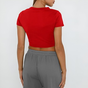 High Quality Custom Cotton Women Crop <b>Top</b> T Shirt Loose Fit Graphic Printed Tee for Summer Fashion and Streetwear Look T-shirts - Product Image 3