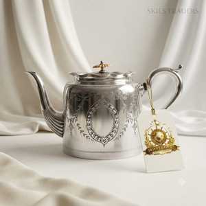 Elegant Silver Plated <b>Teapot</b> <b>With</b> Blue Gemstone Lid Knob Luxury Hotel <b>Tea</b> Server - Product Image 4