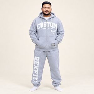 Ensemble de survêtement unisexe en molleton bouclette avec fermeture éclair, pantalon décontracté à lettres imprimées, étiquette personnalisée, ensemble streetwear deux pièces, tenue d'automne pour homme - Product Image 3