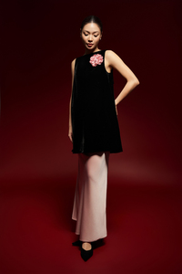 Minivestido de terciopelo para mujer, corte en A, cuello barco, corte holgado acampanado, vestido informal transpirable para verano - Product Image 5