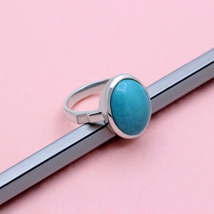 Natural <b>Turquoise</b> 925 Sterling Silver <b>Ring</b> Handmade Oval Cabochon Bezel Set Gemstone <b>Ring</b> for Women Wholesale Jewelry - Product Image 4