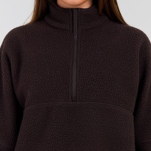 Sweat-shirt personnalisé en gros pour femme, hiver, coupe ample, en laine, à capuche, manches longues, épais, chaud, avec demi-fermeture éclair, style sport - Product Image 5