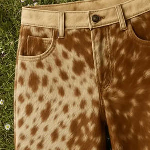 Pantalones Cortos de Cuero de Vaca con Pelo para Hombre, Estilo Vaquero Occidental, Moda Premium, Streetwear, los Más Vendidos - Product Image 4