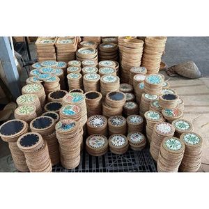 แผ่นรองแก้ว/จานสานหวายลายโมเสก งานแฮนด์เมด ขายดีที่สุด ทนความร้อน คุณภาพพรีเมียม สำหรับใช้ในบ้าน/รับประทานอาหาร - Product Image 5