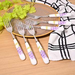Ensemble de couverts élégants à imprimé lavande, 6 pièces, y compris des fourchettes élégantes - Product Image 5