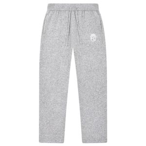 Knitted Jogger <b>Pants</b> Grey Casual Sweatpants Elastic Waist Lounge Wear Street Style Soft Knit Trousers for Men Women - Product Image 1