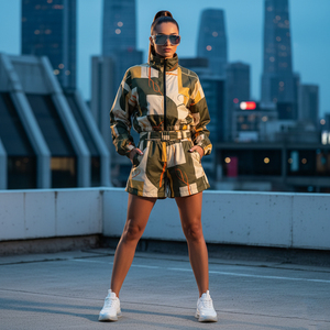 Custom Wholesale Nylon Lightweight Windbreaker Shorts <b>Set</b> Fashion Plus Size Windproof Shorts <b>Set</b> for Women Shorts <b>Set</b> 2026 - Product Image 1