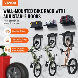 Supporto bici a parete con 3 ripiani porta bici Garage per 6 biciclette - Product Image 2