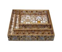 Plateau de service rectangulaire en MDF laqué, motif floral bohème avec oiseaux, épaisseur 1 cm, compatible lave-vaisselle, facile à nettoyer, multifonctionnel pour la table
