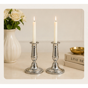 Juego de Portavelas Cónicos de Metal Plateado de Lujo, Candelabros de Estilo Victoriano Hechos a Mano para Centros de Mesa de Boda - Product Image 2