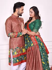 Lehenga Choli Tradicional de Seda Dola con Estampado Patola y Dupatta Gotta Patti para Fiestas - Product Image 2