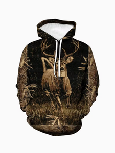 Sweat-shirt à capuche camouflage cerf pour homme, imprimé animalier forestier, veste à capuche pour activités de plein air, sweat-shirt de chasse personnalisé pour homme - Product Image 6
