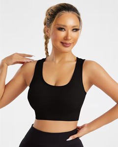 Soutien-gorge de sport sans couture pour femme |   Débardeur court côtelé pour l'entraînement |   Vêtements de sport en nylon et élasthanne à haute élasticité - Product Image 1