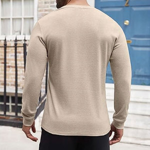 Camisetas Henley para Hombre, Manga Larga, con Botones, Ligeras, Casuales, de Moda, Cuello Redondo, Mezcla de Algodón, Corte Regular, Transpirables - Product Image 6