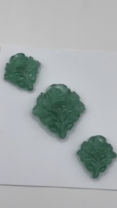 Elegante Juego de Piedras Preciosas de Esmeralda Verde Creada en Laboratorio con Tallado de Hoja de Rosa para la Elaboración de Joyas - Product Image 4