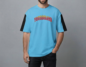 เสื้อยืดผู้ชายสไตล์ฮิปฮอปทรงหลวมไหล่ตก สีสันปรับแต่งได้ ผ้าฝ้าย 100% หนัก 180 กรัม เหมาะสำหรับใส่หน้าร้อน - Product Image 1