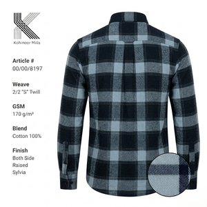 เสื้อเชิ้ตผ้าฟลานเนลทอลายตารางสำหรับผู้ชาย พรีเมียม เนื้อหนา 100% ผ้าฝ้ายย้อมเส้นด้าย ทอลายทวิล  ผ้าเนื้อนุ่ม ใส่สบายในฤดูหนาว รับผลิตแบบ ODM และ OEM - Product Image 3