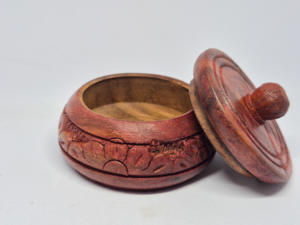 Bohemian Wedding Wooden Red Sandalwood Handcrafted Sindoor Box & Kumkum Holder Decorative Pooja Item for Home <b>Mandir</b> and Gift - Product Image 5