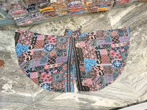 Bohemian Silk Palazzo Pants Summer Eco-Friendly High-Waisted Wide Leg <b>Trousers</b> with <b>Drawstring</b> Closure Handmade Indian Design - Product Image 1