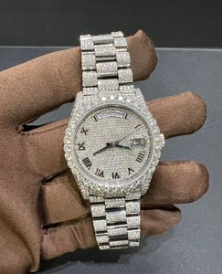 Montre mécanique en acier inoxydable de haute qualité Mossinate, unisexe, luxe, mode, hip-hop, sertie de diamants, testée au diamant testeur - Product Image 5