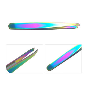 Instrumentos de Belleza, Pinzas para Cejas de Acero Inoxidable con Punta Curva, Ecológicas, con Logotipo Personalizado, Impresión Multicolor - Product Image 1