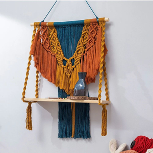 Peacock Design Multicolour Macrame Wall Hanging <b>Shelf</b> Handmade Decorative Storage Rack for Living Room Bedroom Home Decor - Product Image 4