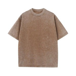 T-shirt en coton noir délavé à l'acide, vintage, oversize, pour homme, manches courtes, col rond, logo personnalisé, streetwear - Product Image 4