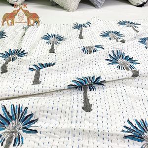 Couvre-lit moderne en coton personnalisé ensemble de literie pour hôtel avec motif d'impression Kantha de palmier à vendre à chaud pour un usage domestique - Product Image 3
