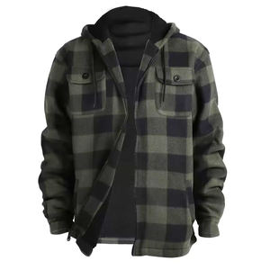 Veste en flanelle décontractée à capuche pour homme, fermeture boutonnée, coupe classique, anti-plis, anti-bactérienne, respirante, mode et luxe – Grande Vente - Product Image 1