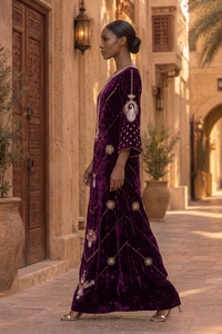 Premium Velvet Kaftan <b>Dress</b> with Peacock Embroidery-Modest Natural Waistline <b>Evening</b> Abaya for Women-Direct From Manufacturer - Product Image 2