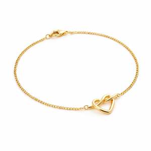 Fine Charm Bracelet-Hallmark Silver Minimal Loop Heart Gold Plated - Product Image 3