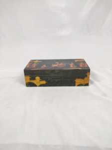 Joyero y organizador de madera con estampado de esmalte hecho a mano pulido en Rectangular para pendientes, anillos y pulseras - Product Image 5