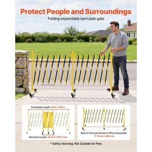 Barriere di Sicurezza Industriali Pieghevoli Portatili da 25FT, Espandibili, Flessibili, con Ruote Bloccabili per il Controllo del Traffico - Product Image 3