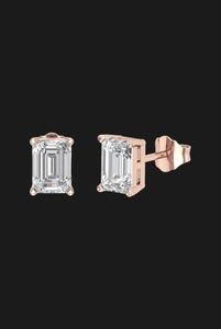 Round Brilliant Cut Zircon Sterling <b>Silver</b> <b>Stud</b> Earrings in Rose Gold Setting Luxury Modern Elegance for Anniversary Party Gift - Product Image 1