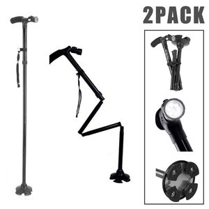 Confezione da 2 Bastoni da Passeggio Pieghevoli Portatili con Luce LED, Altezza Regolabile a 5 Livelli per Viaggi, Campeggio ed Escursionismo - Product Image 1