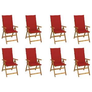 Ensemble de 8 chaises de jardin en bois d'acacia massif rouge, design pliable standard - Product Image 1