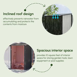 Casetta da Giardino in Metallo con Chiusura di Sicurezza 3.3FT X 3.4FT, Resistente alle Intemperie, con Telaio in PVC - Product Image 4