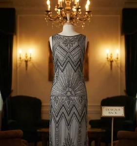 ชุดราตรีประดับลูกปัดสไตล์อาร์ตเดโคสุดหรู – ผู้ผลิตชุดเดรสยาวแบบวินเทจยุค 1920s สไตล์แกตสบี้พร้อมชายครุย - Product Image 1