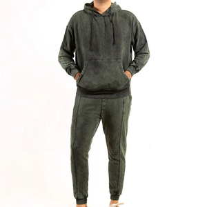 Ensemble de jogging en coton éponge délavé à l'acide personnalisé avec logo, service OEM, fabricant direct d'usine - Product Image 1
