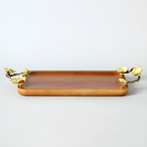 Bandeja Decorativa Rectangular de Madera Más Vendida con Asas Florales Doradas, Diseño Tradicional para Uso Doméstico - Product Image 4
