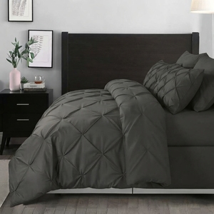 Charcoal Pintuck <b>Quilt</b> Cover 3 Piece 100% Cotton T-150 All Season Home Use Simple Style - Product Image 2