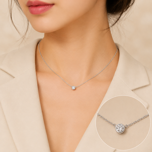 1.00 Carat Round Lab Grown Diamond Bezel Setting Solitaire <b>Pendant</b> Necklace, 14K 18K <b>Solid</b> <b>Gold</b> Anniversary Birthday Gift - Product Image 6