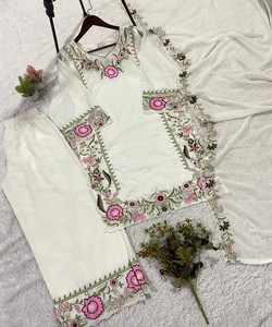 Rich Look Georgette Embroidery Work <b>Top</b> Palazzo With Dupatta Women Ethnic Wear <b>Wedding</b> Party Dress 85286 LG-2105 - Product Image 4