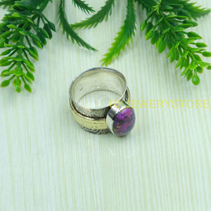 Purple Copper Turquoise <b>Ring</b> Handmade 925 Sterling Silver Brass Boho <b>Statement</b> <b>Ring</b> Natural Turquoise Jewelry Women Gift for her - Product Image 5