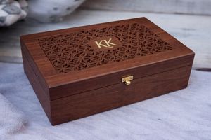 Boîte à bijoux en bois sculptée à la main pour Noël, rangement de cosmétiques - Product Image 2
