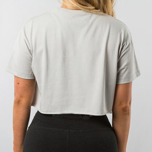 Custom Wholesale Logo Women <b>Crop</b> <b>Top</b> Short Sleeve Regular Fit Casual Knitted Gym Workout Running T-Shirt Solid Color Fitness - Product Image 3