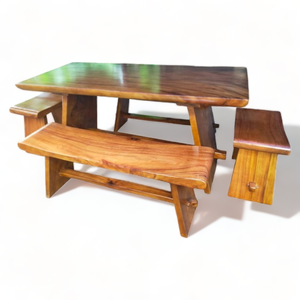 Ensemble de salle à manger très demandé, qualité export, en dalle de bois massif à bords naturels, pour la décoration intérieure et le mobilier de jardin - Product Image 5